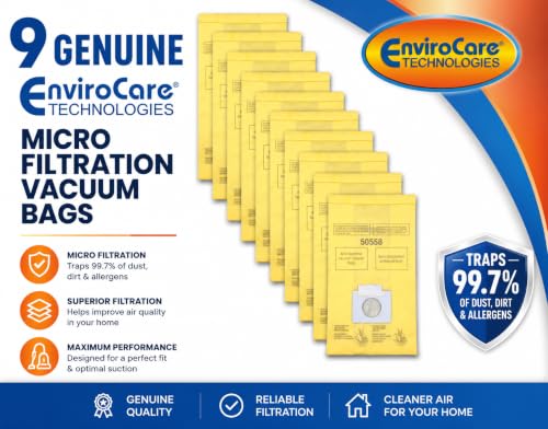 EnviroCare Replacement Vacuum Bags made to fit Kenmore Canister Type C or Q 50555, 50558, 50557 and Panasonic Type C-5 Vacuums, 9 pack