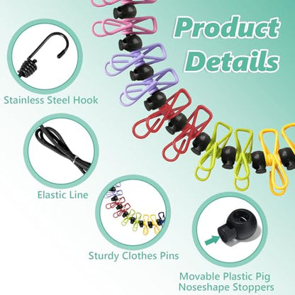 Magnetic Travel Clothesline for Cruise - Clothesline with 2 Magnetic Hooks