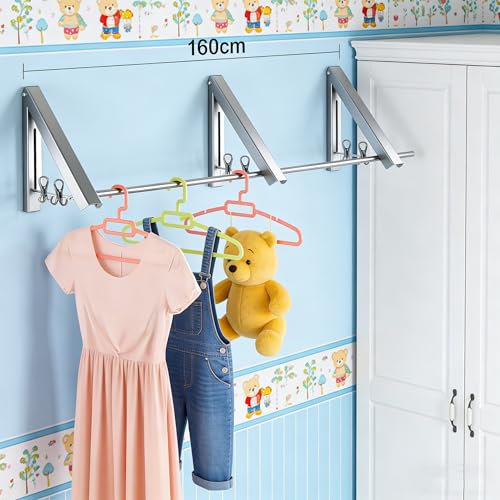 FOLAI 3-Piece Drill-Free Folding Clothes Drying Rack (Silver), - color: Silver, size: 3-Piece