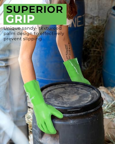 HANDLANDY Chemical Gloves, Heavy Duty Cleaning Gloves - color: Green (6 Pair), size: Large