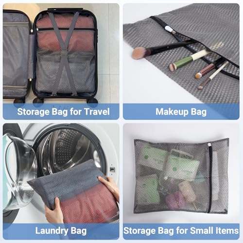 6Pcs Durable Honeycomb Mesh Laundry Bags for Delicates 16 x 20 Inches, Gray - color: 6pcs（16 x 20 Inches）