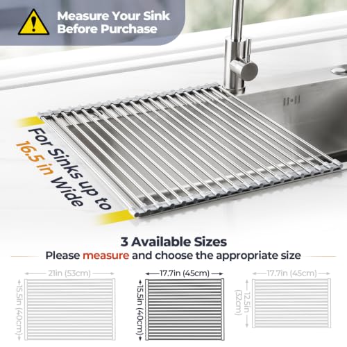 Tomorotec Roll Up Dish Drying Rack Over Sink, 304 Steel, 17.7x15.5, Marble - color: Marble, size: 17.7 x 15.5 in