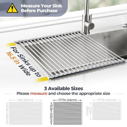 Tomorotec Roll Up Dish Drying Rack Over Sink, 304 Steel, 17.7x15.5, Marble - color: Marble, size: 17.7 x 15.5 in