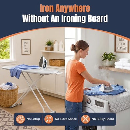 Portable Ironing Mat Blanket, Foldable Ironing Pad for Washer Dryer Top, Tabletop, Bed or Floor Ironing Board Alternative Replacement for Laundry Room, Apartment, Dorm, RV & Travel 18" x 31"