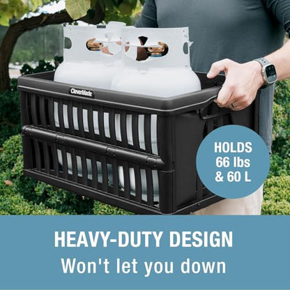 CleverMade Collapsible Utility Crates, 60L Storage Crate, 3 Pack, Obsidian - color: Obsidian, size: 60L - 3 Pack