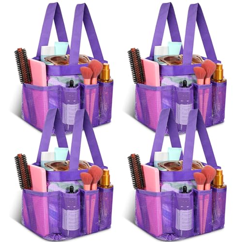 Hillban 4 Pcs Portable Mesh Shower Caddy, Purple - color: Purple