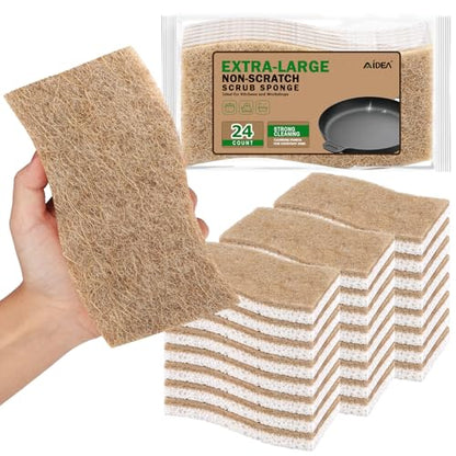 AIDEA XL Sponges Kitchen-24Count, Non-Scratch Dish Sponge - color: Brown-extra Large
