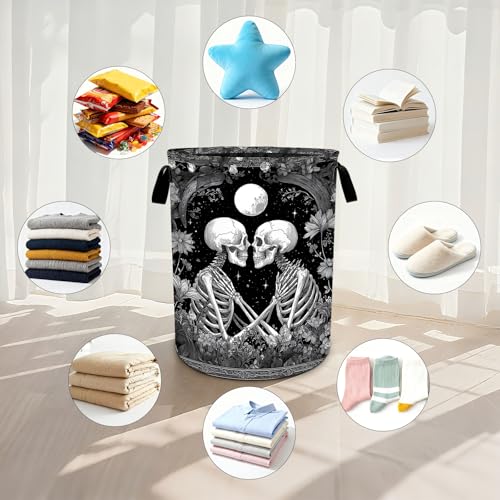 Skull Laundry Basket Waterproof Laundry Hamper Foldable Laundry Bag with Handles for Bedroom, Bathroom, Office, Clothes Storage - color: Skull