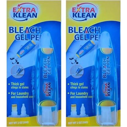 Bleach Gel Pen – Double-Ended Stain Remover Pen for Clothing, Instant Spot Cleaner for Clothes, Travel Size Bleach Pen for Whites & Laundry (2 Pack)