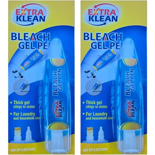 Bleach Gel Pen – Double-Ended Stain Remover Pen for Clothing, Instant Spot Cleaner for Clothes, Travel Size Bleach Pen for Whites & Laundry (2 Pack)