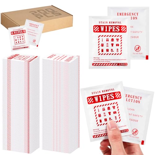 Timgle 200 Pcs Instant Stain Remover Wipes, Individually Wrapped,White - color: White