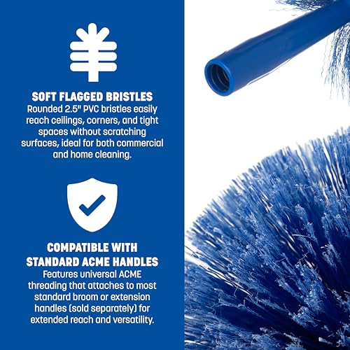 Sparta Round Duster Head, Soft Flagged Bristles, 9 Inch, Blue, 12-Pack