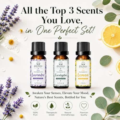 Essential Oils for Laundry, Dryer Balls & Diffusers | 30ml | 3 Pack of the Most Sought-After Scents for Aromatherapy | Lavender, Eucalyptus, Lemon - color: Top 3 Essential Oil Set