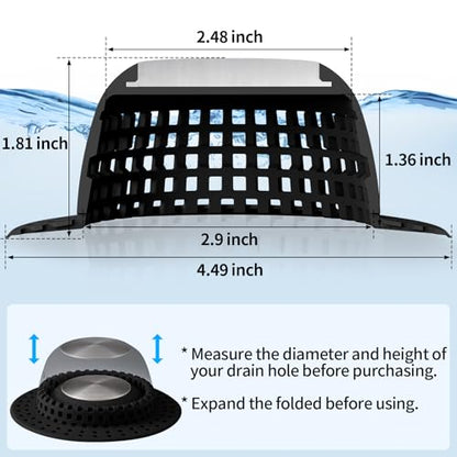 Aluvor Shower Drain Hair Catcher Bathtub Drain Cover Sink Drain Protector - color: Silver Black