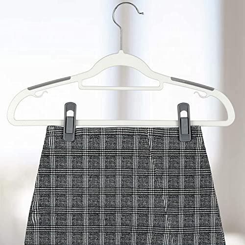 Tinfol 20pc Grey Hanger Clips, Multi-Purpose Finger Clip, Plastic Clothes PIn, Strong Pinch Grip Clips for Slim-line Clothes Skirt Pant Hangers - color: Gray, size: 20PCS