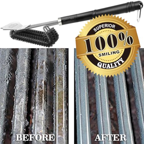 GRILLART Grill Brush and Scraper BBQ Brush for Grill, Safe 18" Stainless Steel Woven Wire 3 in 1 Bristles Grill Cleaning Brush, BR-4516 - size: 18 Inch
