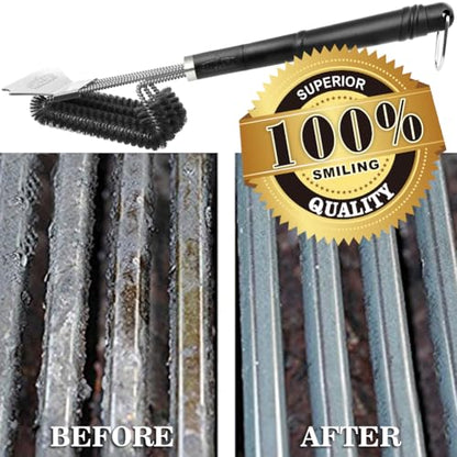 GRILLART Grill Brush and Scraper BBQ Brush for Grill, Safe 18" Stainless Steel Woven Wire 3 in 1 Bristles Grill Cleaning Brush, BR-4516 - size: 18 Inch