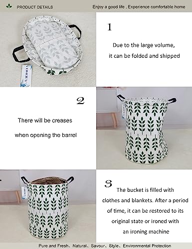 Round Leaf Laundry Hamper, Household Storage Bin - color: Leaf