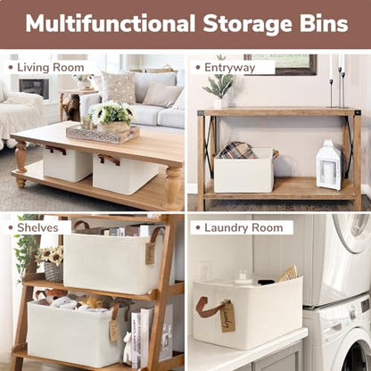 CHICVITA 30L Large Fabric Closet Baskets for Shelves, 4Pack, Beige - color: Beige 4-Pack, size: 16 ¾" L x 11" W x 9 ¾" H