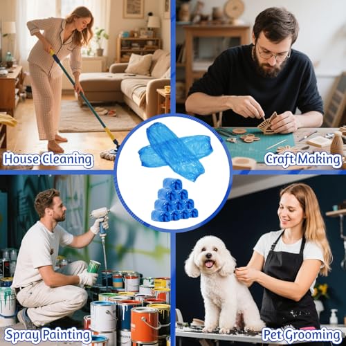 100Pcs Disposable Arm Sleeves Covers 15 Inch Blue Plastic Protective Sleeves for Working Handling Tattoo Painting Cleaning