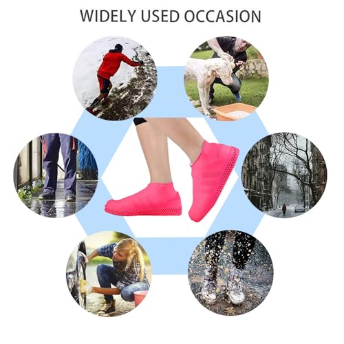 VBoo Waterproof Silicone Non-Slip Rain Shoe Covers - color: Pink, size: Small