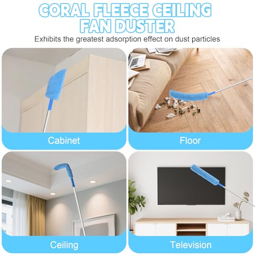 Eunice Ceiling Fan Cleaner Duster with Extension Pole - color: Blue3, size: 4.2FT