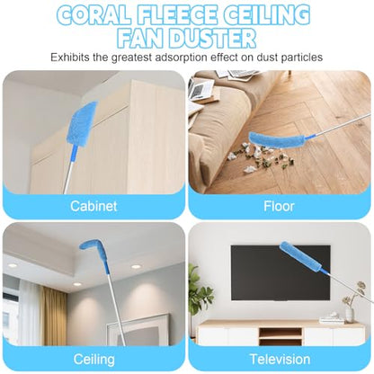 Eunice Ceiling Fan Cleaner Duster with Extension Pole - color: Blue3, size: 4.2FT