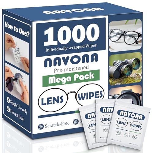 1000 Count Lens Wipes for Eyeglasses – Pre-Moistened, Individually Wrapped Eyeglass Cleaning Wipes – Scratch-Free, Streak-Free Glasses Cleaner Wipes for Sunglasses & Camera Lens – Bulk Pack - size: 1 Count (Pack of 1000)