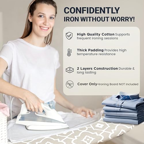 UniSimp Small Ironing Board Cover and Pad 12"x32" Small Iron Board Cover with Padding,Tabletop Mini Ironing Board Cover and Pad Small Size, Cotton Canvas, Heat Resistant, Drawstring Closure Geometric - color: Geometric, size: 12" x 32"