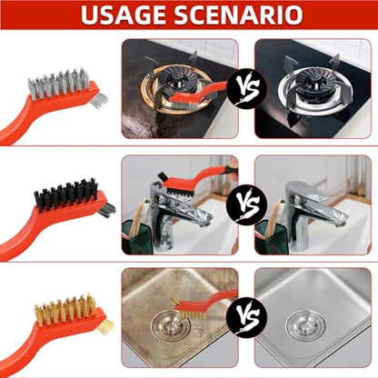 6PCS Wire Brushes for Cleaning Rust, Nylon, Brass & StainlessSteel Bristles - style: 6pcs