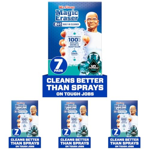 Mr. Clean Magic Eraser Foaming Sponge, All Purpose Cleaner, Dawn Cleaning Power, Wall, Sneaker, Oven Cleaner, Kitchen, Bathroom, Shower Cleaning Supplies, Scrubber, Ultra Foamy, 7 Count (Pack of 4) - size: 7 Count (Pack of 4)