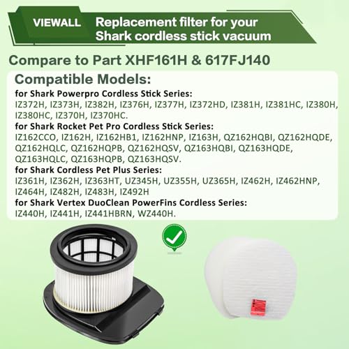 IY143H IZ377H IZ376H IZ362H Filter Replacement for Shark IZ363HT IZ382H - size: IZ377H/IZ376H/IZ362H 2+4
