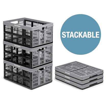 CleverMade Collapsible Utility Crates - Red 1pck 45L / 11 Gal holds 66 lbs - Stackable Containers Heavy Duty Capacity Crates Space-Saving Baskets - color: Red, size: 45L - 1 Pack