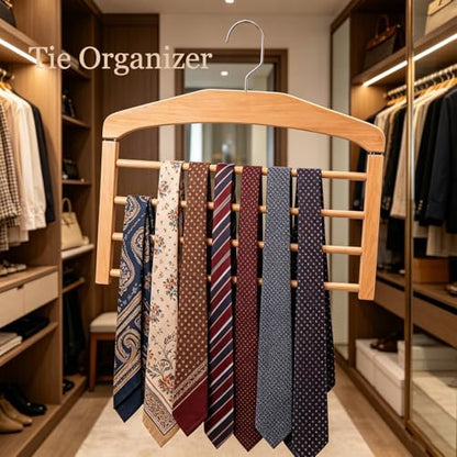 4 Tier Wooden Pants Hanger, Multi Layer Trouser Hanger, Solid Wood, with 360 Swivel Hook, Space Saving Closet Organizer for Jeans, Slacks and Scarves (Vintage)