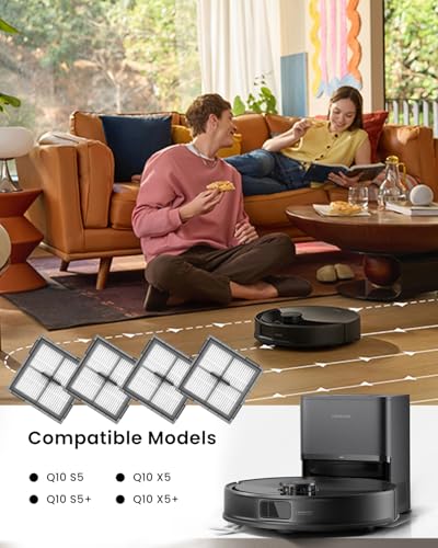 4-Pack Replacement HEPA Filters Compatible with Roborock Q10 S5/Q10 S5+/Q10 X5/Q10 X5+ Robot Vacuum Cleaner | Replacement Washable Filters | Canister Filter Accessories Kit, Upright Filter - color: Q10 S5+ Filter 4