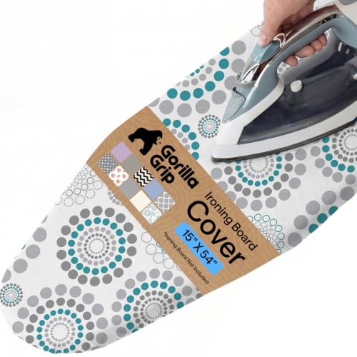 GORILLA GRIP Padded Ironing Board Cover, 15x54 Spiral - color: Spiral: Gray/White/Turquoise, size: 15" X 54"