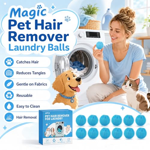 12PCS Pet Hair Remover for Laundry, Reusable Lint Catcher for Washing Machine, Efficient Debris, Hair Cleaner, Pet Hair Catcher for Clothes, Bedding, Washing Machine Hair Catcher(Blue)