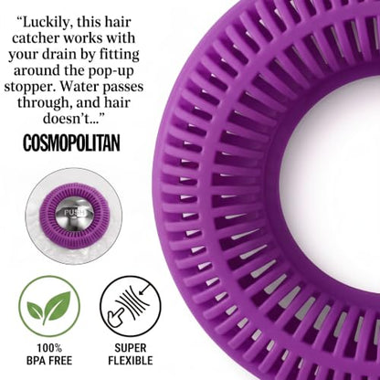 TUB RING The Ultimate Tub Drain Protector Hair Catcher/Strainer/Snare, Regular - Purple - color: Purple