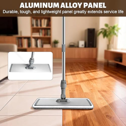 Microfiber Mop, 360° Rotating Flat Floor Cleaner 4 Pads, Grey - color: Gray