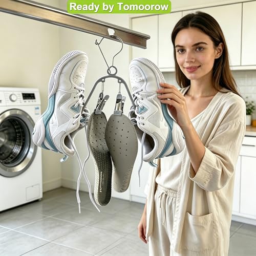 Shoe Drying Hanger Fast Air Drying with 2 Clips for Insoles 3-Pack - color: Gray-with Clip for Footbed