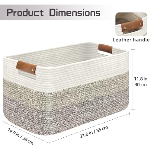 Large Collapsible Laundry Basket, Clothes Hamper for Blanket, Toy, Towels, Woven Baskets for Storage, Nursery Home Decor Living room 21.6" x 15" x 11.8", Gradient Brown - color: Gradient Brown