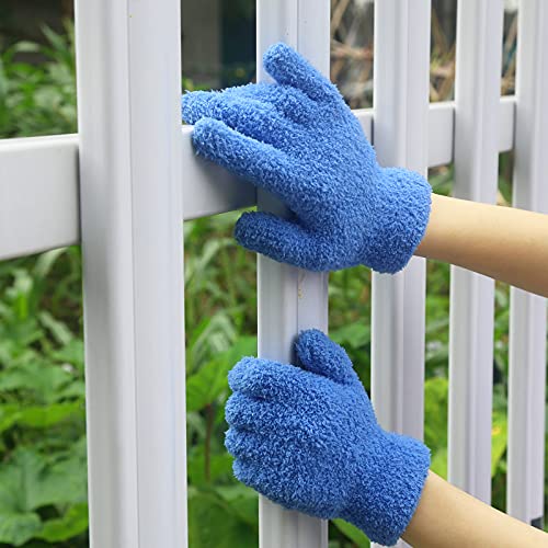 Evridwear Microfiber Dusting Gloves 2 Pairs (Blue + Pink)