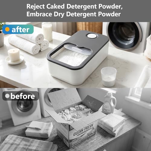 2.6GAL Laundry Powder Container, Powder Laundry Detergent Container, Plastic Laundry Powder Dispenser with Scoop & Lid, Laundry Pods & Scent Beads Container, Laundry Room Storage Containers