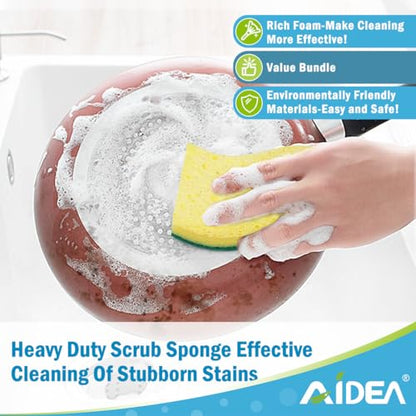AIDEA Sponges Kitchen-24Count, Heavy-Duty Scrub Sponges, Sponges for Dishes - color: Light-green