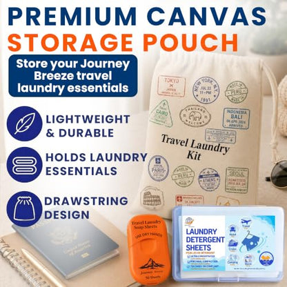 Travel Laundry Detergent Sheets with 50 Pocket Laundry Sheets, 30 Count Hand/Machine Wash, Silicone Sink Stopper & Canvas Bag, plus Bonus Pouch, TSA Compliant, Hotels, Cruises, Camping & Backpacking - style: 5-Pack Laundry Kit