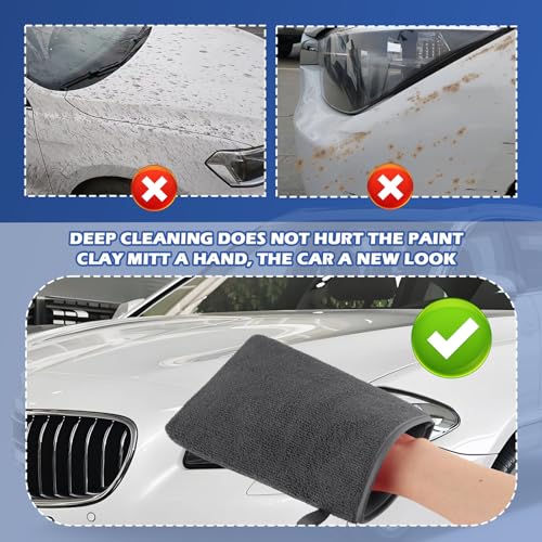 2PCS Car Clay Mitt Auto Detailing,Soft Clay Bar Mitt for Cleaning Car Surfaces,Anti-Scratch Clays Mitts for Cars Detailings to Replace Traditional Clays Bar Cars Accessories (Gray) - color: Gray