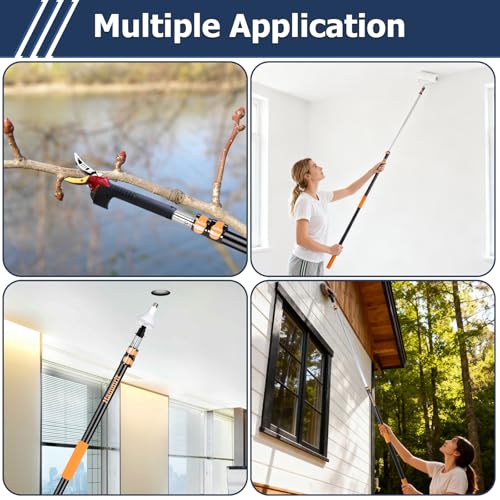 3.3-8 FT Telescopic Extension Pole Aluminum Paint Roller & Cleaning Pole - size: 8 Ft Orange