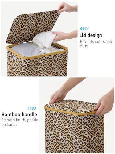 IEGrow Laundry Hamper with Lid,110L Laundry Basket with Bag,Leopard Print - color: Leopard Print, size: 110L