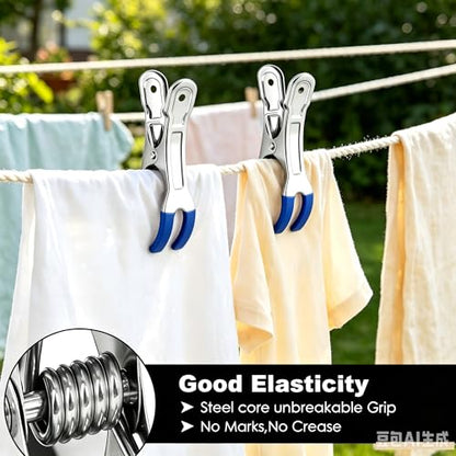 Heavy Duty Metal Beach Towel Clips, 4.33 Inch, 10 Pack Outdoor Clothes Clothespins - color: Blue Clips