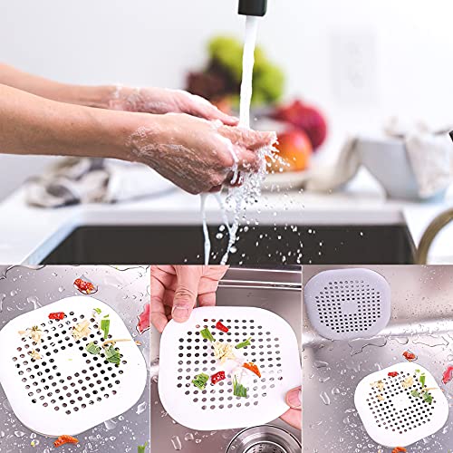 4 Pieces Drain Covers Hair Stopper for Shower Drain Bathtub Stopper Home Drain Protectors with Sucker Water Trap Sink Cover for Bathroom Bathtub and Kitchen (2 Gray+2 White) - color: 4 Pcs White,grey